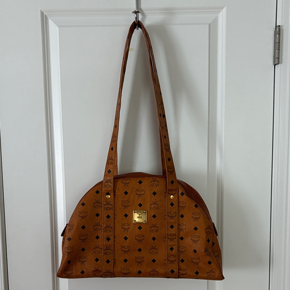 MCM Vintage Cognac Visetos Monogram Large Dome Tote - Picture 2 of 14